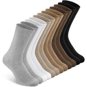 6 Pairs Women's Crew Socks Cute Aesthetic Cotton Neutral Slouch Socks